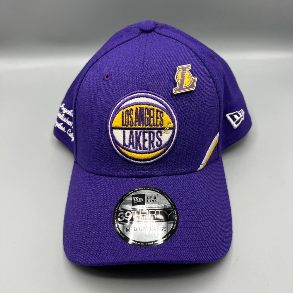 Los Angeles LA Lakers Hat Men M-L 39Thirty New Era Stretch Fitted Cap New